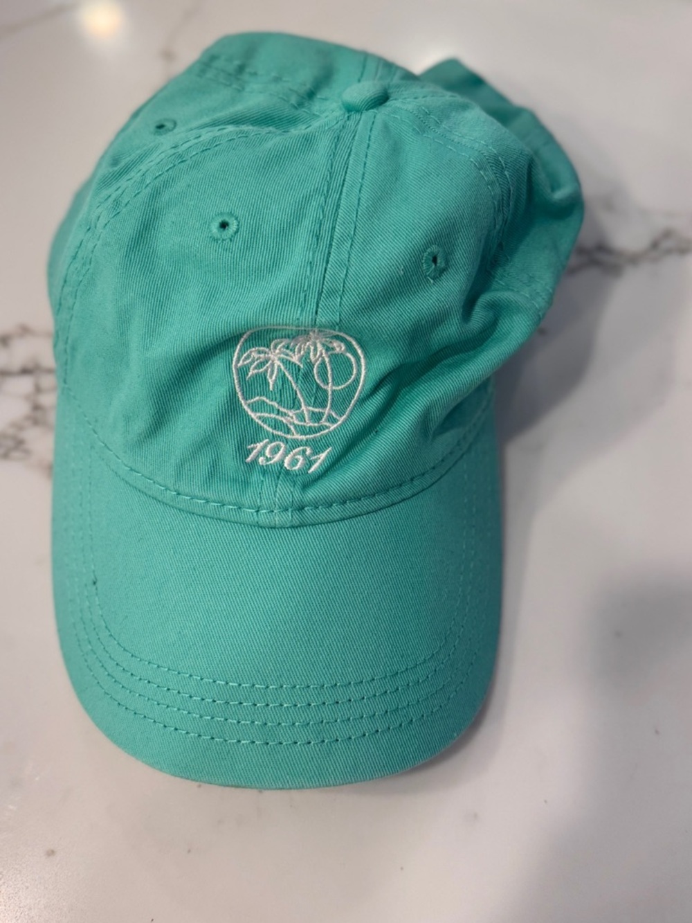 Teal Embroidered Palm Tree 1961 Baseball Cap